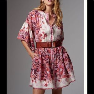 Anthropologie Pink and Red Floral Dress